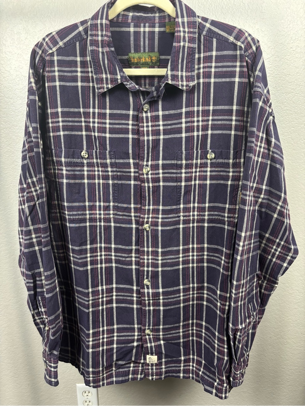 Men's Plaid Long-Sleeve Shirt - Purple/White